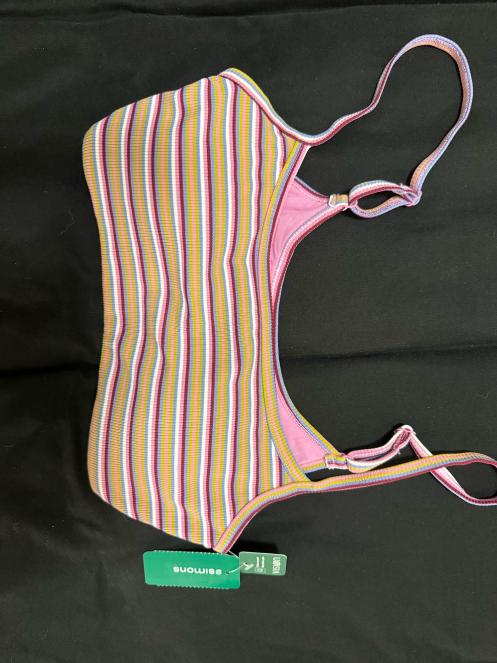 Women’s Pink Multi-Stripe Ribbed Bikini Top